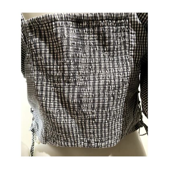 Abercrombie & Fitch Gingham Black/Gray/White Plaid Crop Top - Sz. Large (NWOT) - Picture 7 of 10